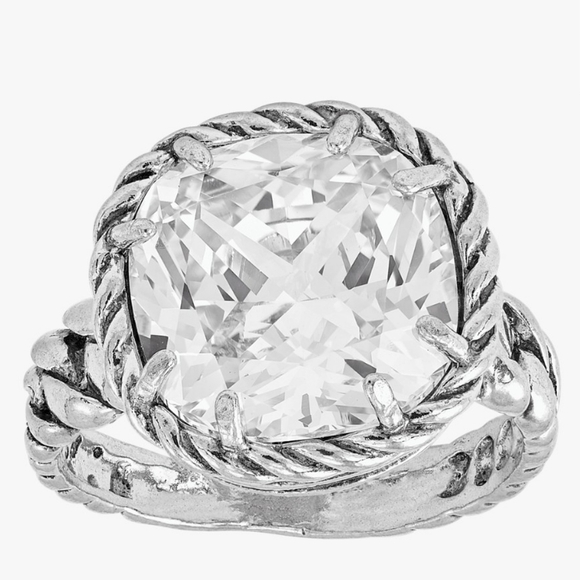 NEW Silpada Braided Brilliance Ring 0.925 Sterling Silver Cut CZ Bold Statement - Picture 5 of 14